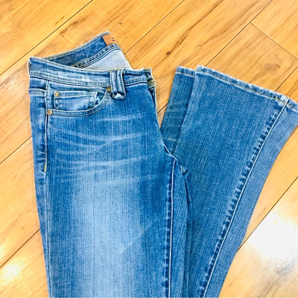 Seven 7 boot cut flare leg distressed style blue denim jeans small 28 wa… - Picture 9 of 11